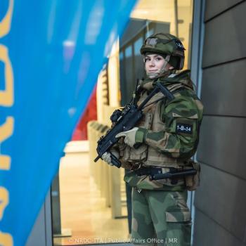 Norvegian security guard at NATO Joint Joint Warfare Centre in Stavanger